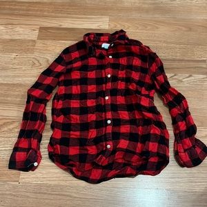 Old Navy Red Black Buffalo Plaid Button Down Top Sz Youth 10/12